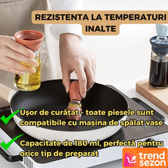 Sticlă pentru Ulei cu Pensulă Silicon — Dozare Precisă și Ușor de Curățat 🍳✨
