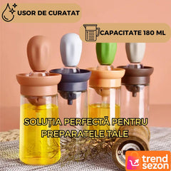 Sticlă pentru Ulei cu Pensulă Silicon — Dozare Precisă și Ușor de Curățat 🍳✨