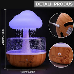 Umidificator și Difuzor Aromaterapie Nor de Ploaie cu LED-uri — Relaxare Absolută 🌧️✨