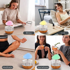 Umidificator și Difuzor Aromaterapie Nor de Ploaie cu LED-uri — Relaxare Absolută 🌧️✨