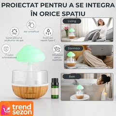 Umidificator și Difuzor Aromaterapie Nor de Ploaie cu LED-uri — Relaxare Absolută 🌧️✨