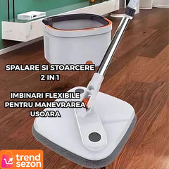 Mop Rotativ cu Galeată și Stoarcere Automată — Curățenie Fără Efort 🧼✨