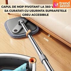 Mop Rotativ cu Galeata și Stoarcere Automată — Curățenie Rapidă! 🧼✨