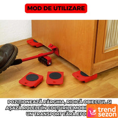 Set Levier cu Role și Suporturi Pivotante — Mobilitate Fără Efort 🚀🔧