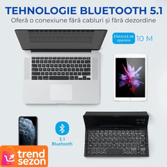 Tastatură Bluetooth Pliabilă Compactă cu Touchpad — Mobilitate Maximă ✨💻