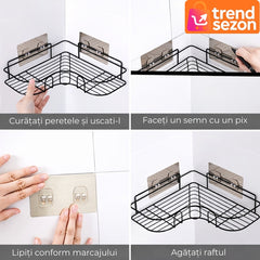 Suport de Duș Triunghiular cu Montaj pe Perete — Economisește Spațiu! 🛁📦