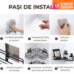 Suport de Duș Triunghiular cu Montaj pe Perete — Economisește Spațiu! 🛁📦