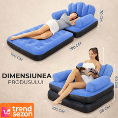 Fotoliu Gonflabil Portabil 2 in 1 cu Design Ergonomic — Relaxare Maximală 🌊🛋️