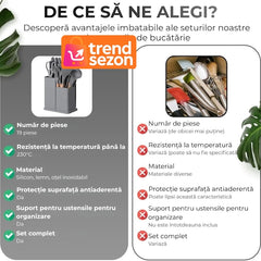 Set Ustensile Bucătărie 19 Piese din Silicon și Bambus — Eleganță și Funcționalitate 🍳✨