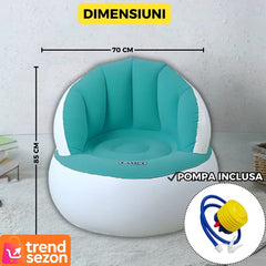 Fotoliu Gonflabil Confortabil cu Pompa Inclusă — Design Modern Turcoaz 💨💚