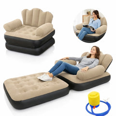 Fotoliu Gonflabil 2 în 1 Ergonomic pentru Înserările Confortabile — Relaxare oriunde! 🛋️🌞