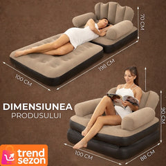 Fotoliu Gonflabil 2 în 1 Ergonomic pentru Înserările Confortabile — Relaxare oriunde! 🛋️🌞