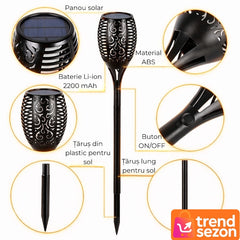 Torcă Solară LED cu Efect Flacără Reală — Ambianță Magică în Grădină ✨🔥