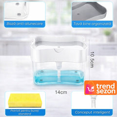 Dispenser Detergent cu Suport pentru Burete 380 ml — Economisește Detergent! 🧽✨