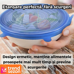 Set 6 Capace Din Silicon Flexibil Reutilizabile — Economisește Spațiu și Prospătare! 🌿💙