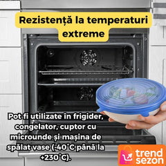 Set 6 Capace Din Silicon Flexibil Reutilizabile — Economisește Spațiu și Prospătare! 🌿💙