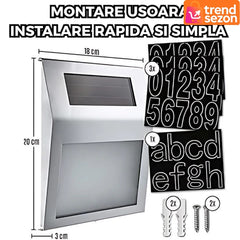 Placă Număr Casă cu Iluminare Solară LED — Elegantă și Funcțională 🌞🏡