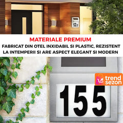 Placă Număr Casă cu Iluminare Solară LED — Elegantă și Funcțională 🌞🏡