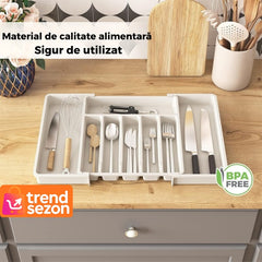 Organizator Extensibil pentru Sertar cu 8 Compartimente — Ordine și Eficiență în Bucătărie 🍽️✨