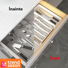 Organizator Extensibil pentru Sertar cu 8 Compartimente — Ordine și Eficiență în Bucătărie 🍽️✨