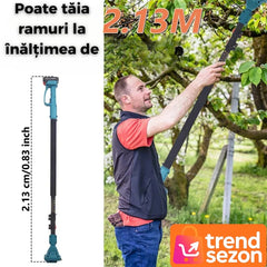 Set Profesional Foarfeca Electrică și Drujba cu Brat Extensibil — Taiere Rapidă și Ușoară 🌿✨