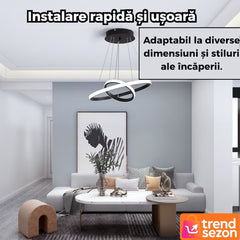 Lustra LED Circulară Minimalistă 27W, Ø20-40 cm — Iluminare Modernă 🖤💡