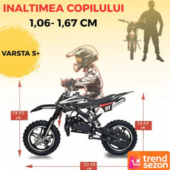 Motocicletă Cross pentru Copii 49cc cu Roti Groase — Distracție Off-Road 🚴♂️🎉