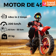 Motocicletă Cross pentru Copii 49cc cu Roti Groase — Aventuri Off-Road 🚀🏍️