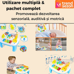 Masă Interactivă 2în1 cu Muzică și Lumini — Descoperiri Vesele pentru Bebeluși 🎶✨