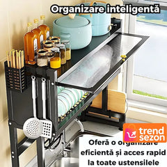 Raft Uscător Vase Inox 3 Nivele - Organizare Elegantă pentru Bucătărie ✨🥘