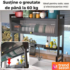 Raft Uscător Vase Inox 3 Nivele - Organizare Elegantă pentru Bucătărie ✨🥘