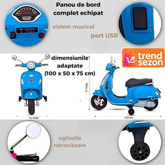 Scuter Electric pentru Copii Vespa 3-8 Ani — Distracție în Siguranță! 🛵✨