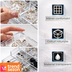 Cutie Bijuterii Transparentă cu 72 Compartimente — Organizare Eficientă 🛍️✨