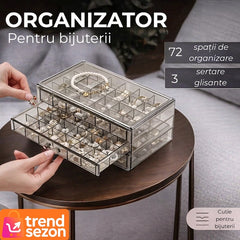 Cutie Bijuterii Transparentă cu 72 Compartimente — Organizare Eficientă 🛍️✨