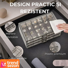 Cutie Bijuterii Transparentă cu 72 Compartimente — Organizare Eficientă 🛍️✨