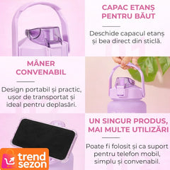 Bidon Fitness 2L Multicolor cu Duza și Inscriptii Motivaționale — Hidratare Ușoară 💧✨