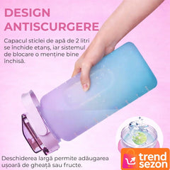 Bidon Fitness 2L Multicolor cu Duza și Inscriptii Motivaționale — Hidratare Ușoară 💧✨