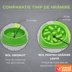 Bol Antiderapant pentru Câini cu Hranire Lentă, Verde Pastel — Digestie Sănătoasă 🐶💚