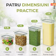 Set 7 Recipiente Organizatoare Transparent — Soluția Perfectă pentru Bucătărie 🍽️✨