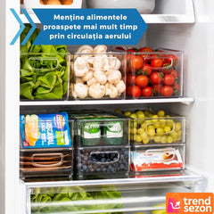 Set 4 Organizatoare Frigider Transparent 26×15 cm — Spațiu Optimizat 🍓🧊