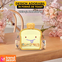 Sticlă de Apă pentru Copii Forma Toast 380 ml — Distracție și Hidratare! 💧🥪