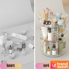 Organizator Cosmetice Rotativ 360° cu Compartimente Ajustabile — Acces Rapid la Produse! 💄✨