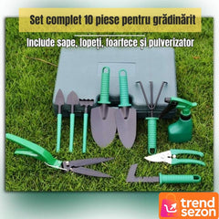 Set Gradinarit 10 Piese din Inox și Plastic — Răsfăț pentru Grădina Ta 🌱🛠️