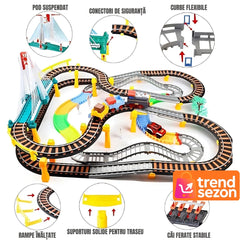 Circuit Interactiv 2 in 1 XXL cu Trenulet și Masinuta — Distracție Fără Sfârșit 🚂🚗