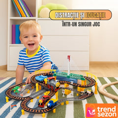 Circuit Interactiv 2 in 1 XXL cu Trenulet și Masinuta — Distracție Fără Sfârșit 🚂🚗