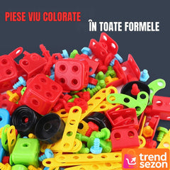 Set Constructie 404 Piese Puzzle 3D STEM — Distracție și Învațare 🎈🔧