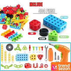 Set Constructie 404 Piese Puzzle 3D STEM — Distracție și Învațare 🎈🔧