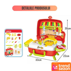 Set Jucărie Bucătărie Portabilă 2 în 1 — Distracție Culinara pentru Micii Chefi! 🍕👩🍳