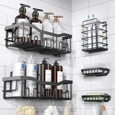 Set 5 Rafturi Organizatoare Din Inox Negru — Eleganță și Utilitate 🎉🛁