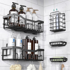 Set 5 Rafturi Organizatoare Din Inox Negru — Eleganță și Utilitate 🎉🛁